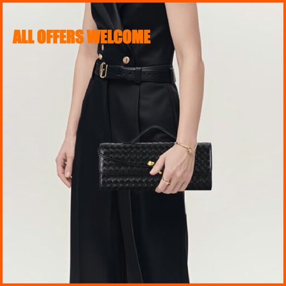 Woven PU Leather Evening Clutch Purse 11.8\